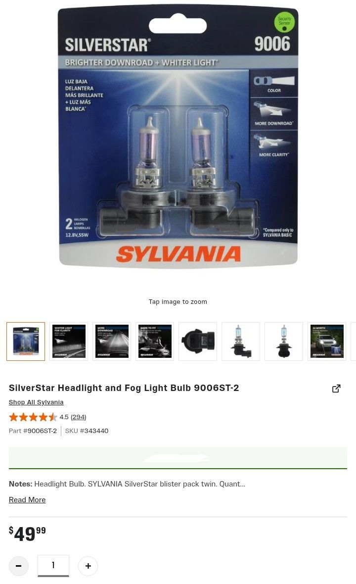 SilverStar Headlight and Fog Light Bulb 9006