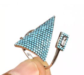 925 Sterling Silver, Turkish Topaz Turquoise, Ring Size 7.75