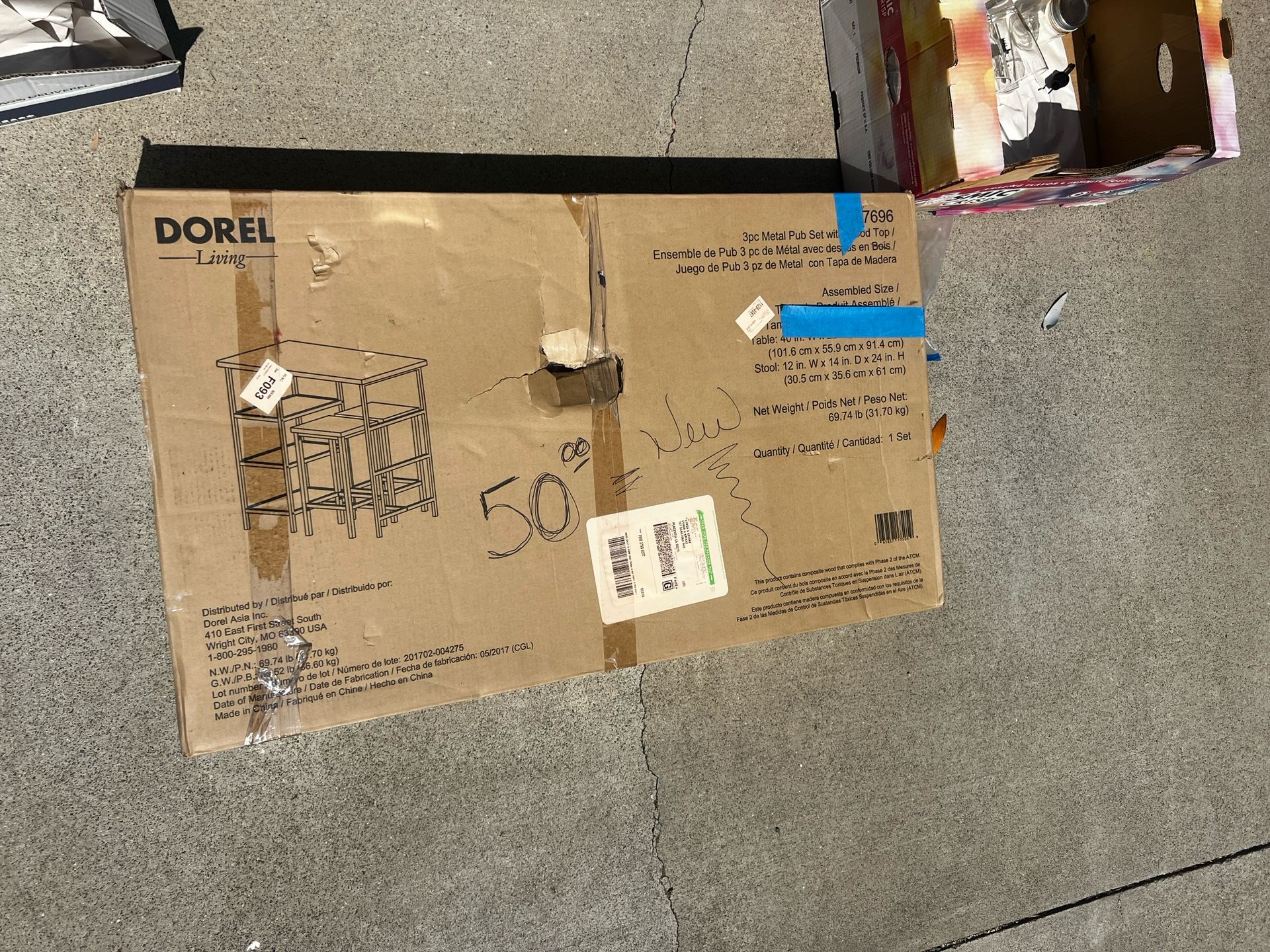 Dorel Living 3-Piece Pub Dining Set – Brand New in Box!