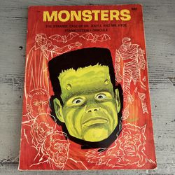 Vintage 1965 Monsters paperback book Tony Tallarico illustration. Halloween “3 famous spine tingling tales”