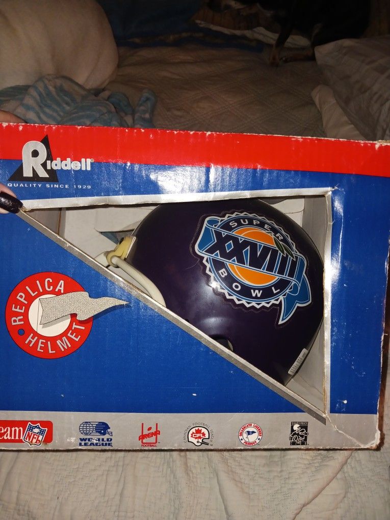BRAND NEW IN BOX BY RIDELL SUPER BOWL REPLICA HELMET 50 FINAL PRICE PAID 239+