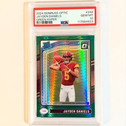 2024 PANINI DONRUSS OPTIC GREEN HYPER #248 JAYDEN DANIELS  RC PSA 10