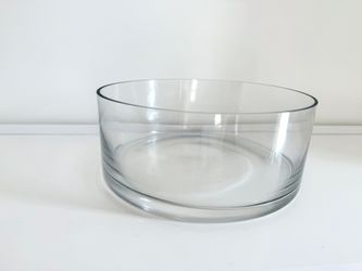 9 3/4” Cylinder Vase -  Clear Flat Pan Style Container, Planter Terrarium, Floral Centerpiece for Wedding Party Event,
