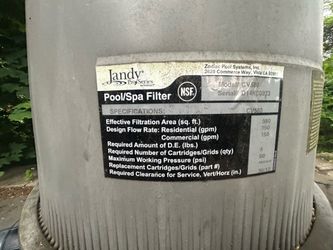 Jandy 2hp pool pump and cartridge filter