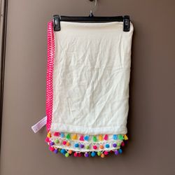 White Scarf With Pom Poms