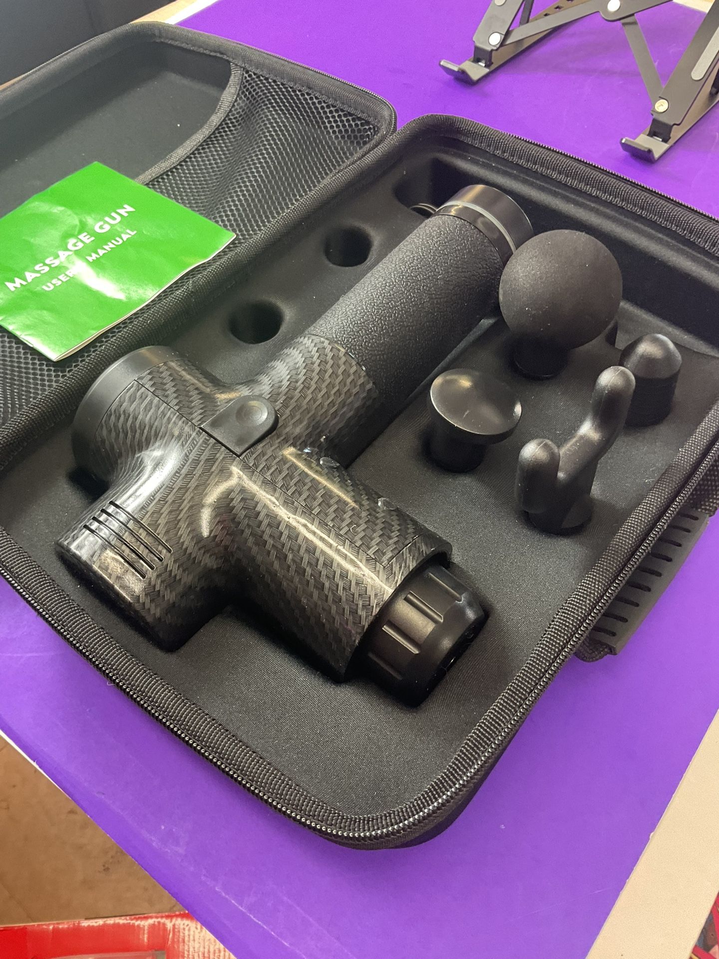 Deep Tissue Massage Gun – Portable Muscle Massager with 4 Heads & Carrying Case