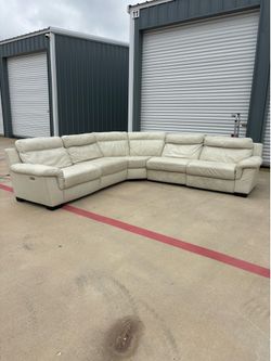 White Genuine Italian Leather Natuzzi Power Reclining Sectional Delivery Available 🚚