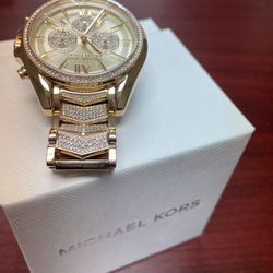 Michael Lots Gold Watch With Crystal Rhinestones 150.00