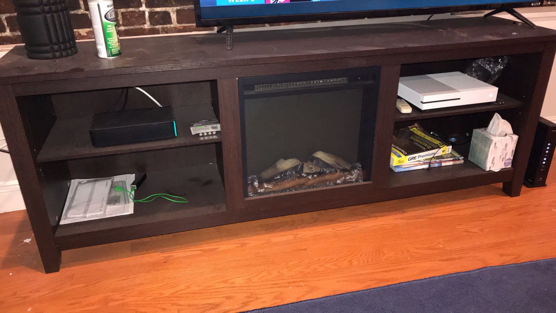 Tv stand with fire place