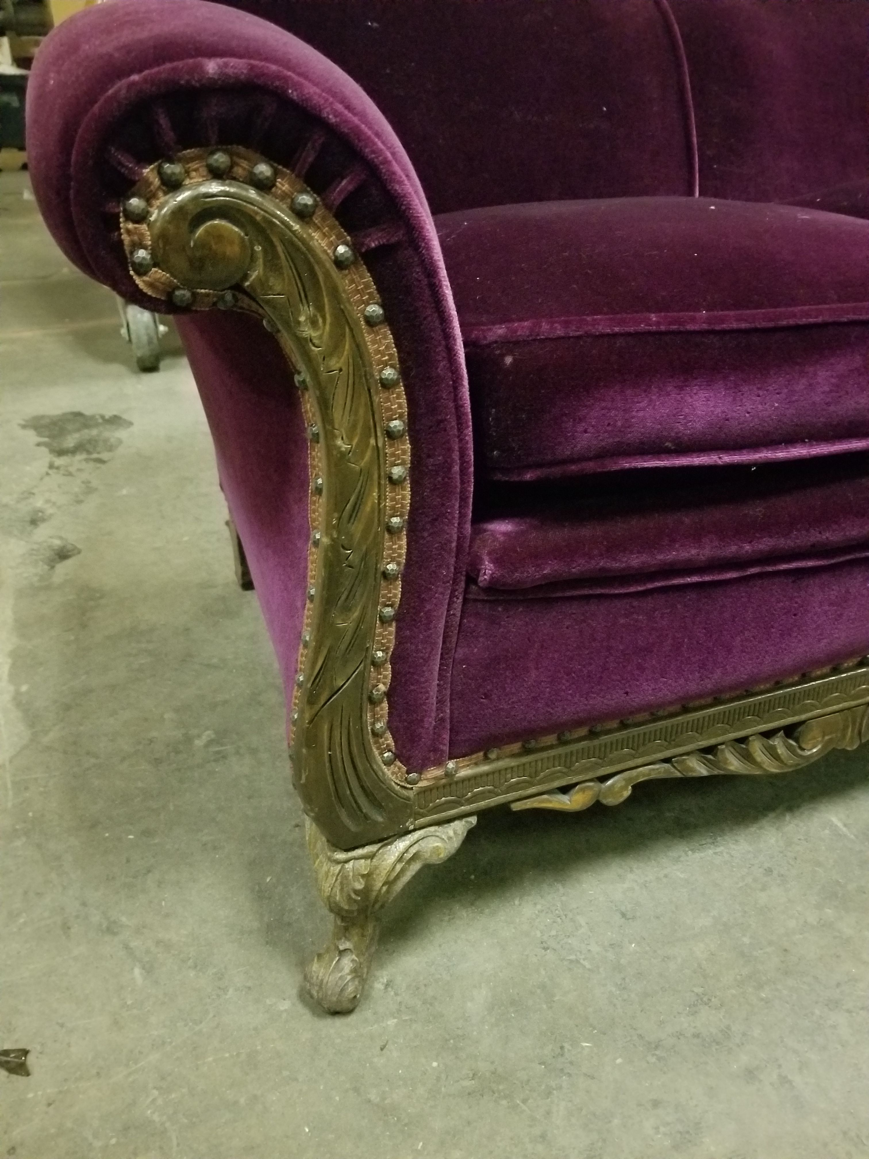 French provincial sofa / couch Victorian purple