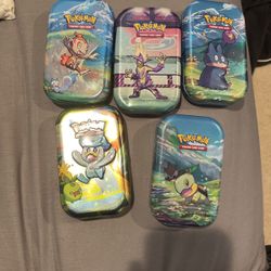 5 Old Pokemon Mini Tins No Cards Inside 
