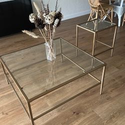 Glass coffee table And Matching End Table