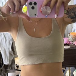 Tan Cotton On Cropped Tank Top 
