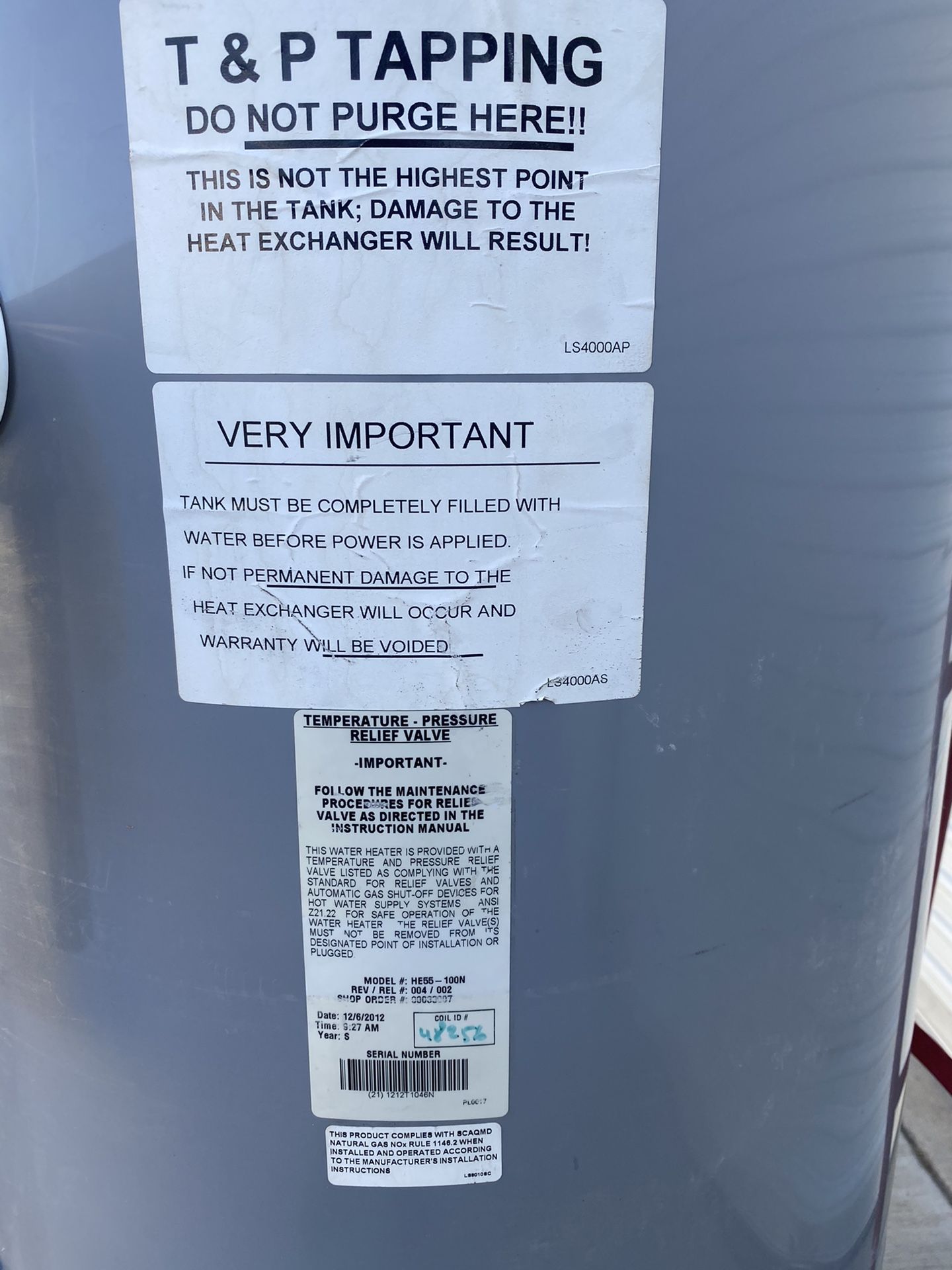 Commercial 55 gallon Water Heater 