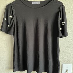 89th & Madison Size S Blouse With Pearl Sleeves