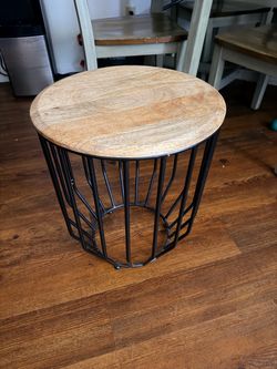 Round Wood  Side Table