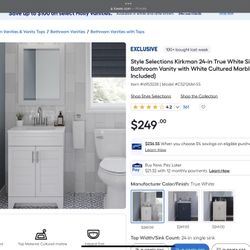 Style Selections 24-in Bathroom Vanity white Marble Top (Mirror Included)