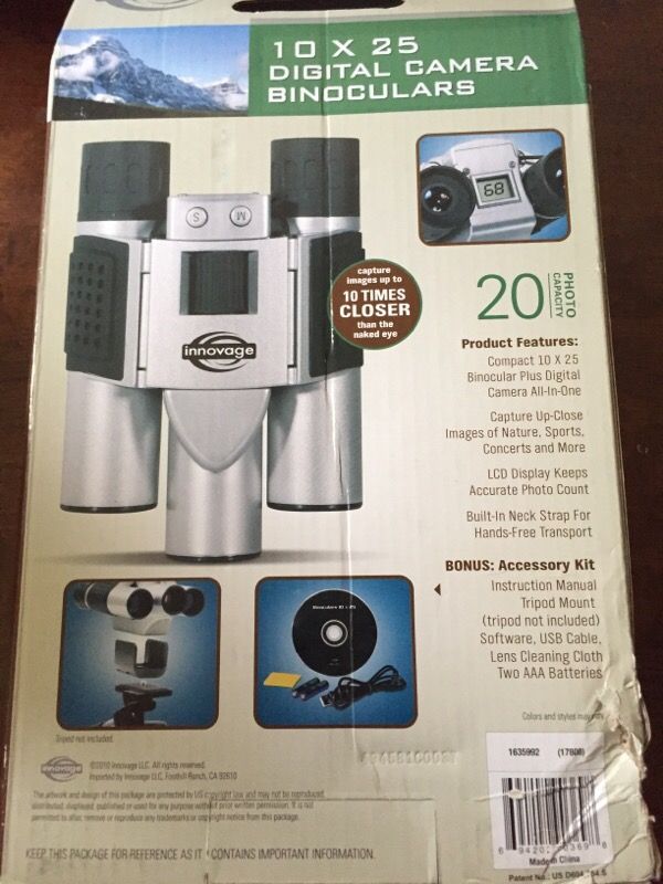 The Innovage Outdoor Digital 10 x 25 Camera Binoculars for Sale in