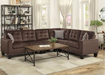 Brand new brown or grey microfiber sectional