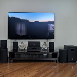 Onkyo receiver, subwoofer and 6 speakers