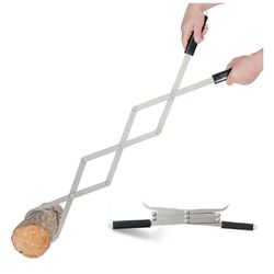 Fire Tongs Stainless Steel, 42in Heavy Duty Accordion Style Firewood Tongs