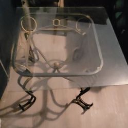 Wrought Iron Glass End Table 