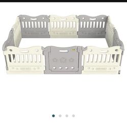 Grey & Beige Baby Gate with Extension (RETAILS $350)