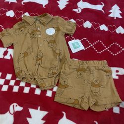 Winnie the Pooh 2 piece set 3/6 months