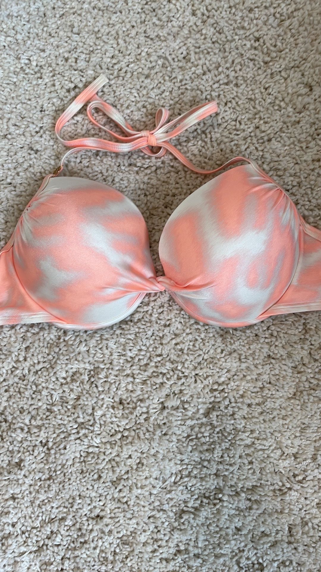 Orange White Bikini Top push up 34DD Victoria’s Secret like new swimsuit