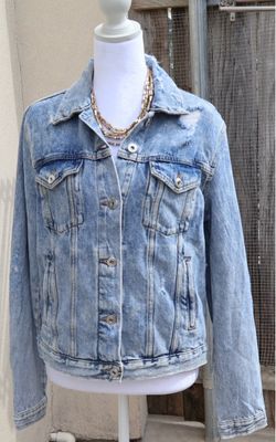 Distressed Light Wash Denim Jacket