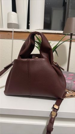 Brown Leather Handbag with Gold Hardware