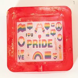 Handmade Red & Gold Rainbow Pride Ashtray