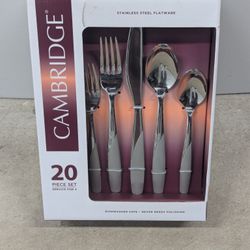 Cambridge Silversmiths Jude Mirror 20-Piece Flatware Set, Service for 4