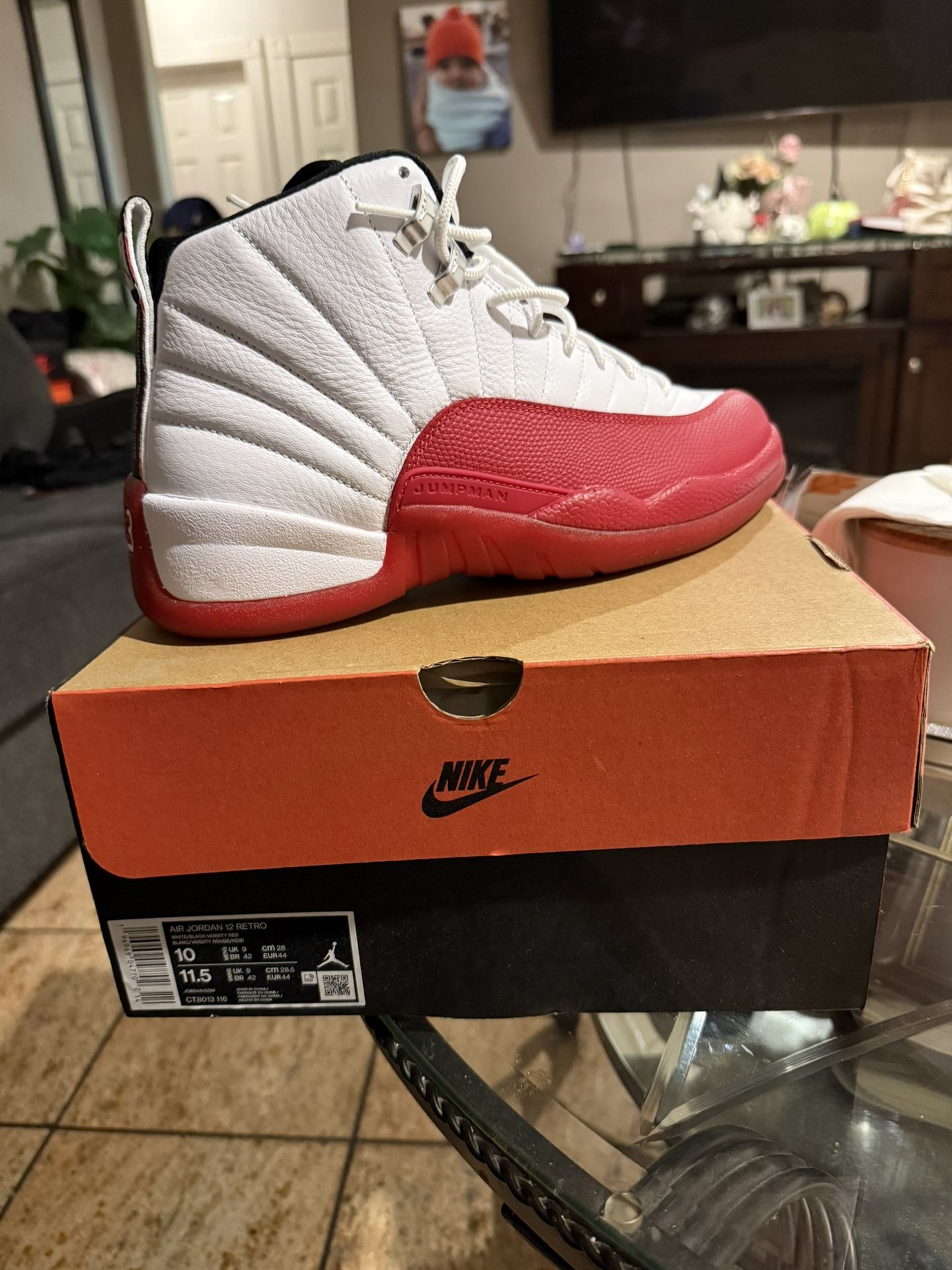 Cherry Jordan 12 Size 10 dad