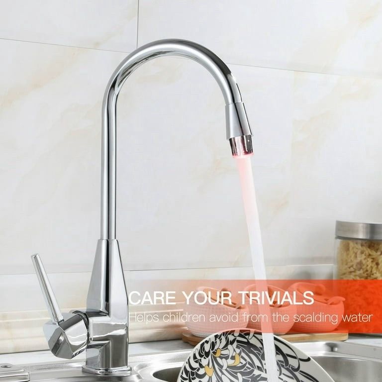 2-Count Water-powered LED Faucet Light Attachments for Kitchen or Bathroom Taps