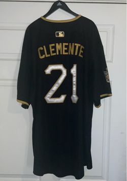 Roberto Clemente #21 Pittsburgh Pirates Throwback Black Vapor Stitched Jersey with special edition patches adult men’s 4XL New