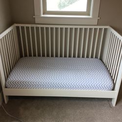 IKEA Gulliver White Crib With Mattress