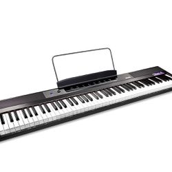 RockJam 88 Key Digital Piano Keyboard Piano with Full Size Semi-Weighted Keys, Power Supply, Sheet Music Stand