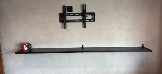 Long Black Wood Floating Shelf