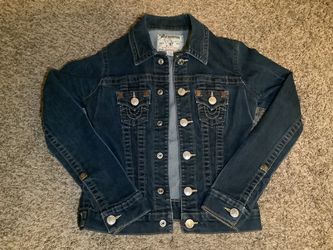 Women's True Religion trucker jacket, color dark blue, size: XS