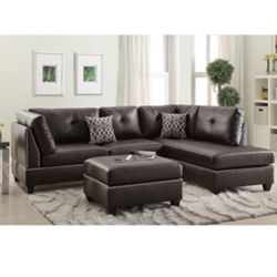 Gorgeous Expresso Colored 3 Piece Sectional Set