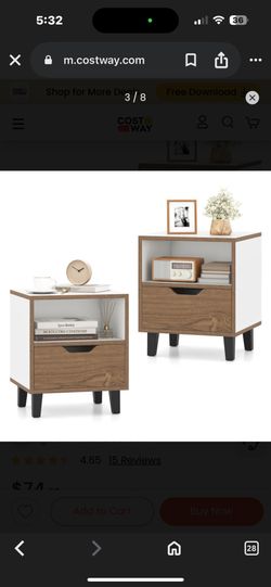 Nightstand / End Table – Modern Wood & White