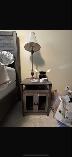 Set of 2 Rustic Gray Nightstand / End Table – Great Condition