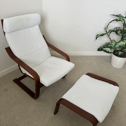 IKEA POÄNG Armchair and ottoman Brown/White