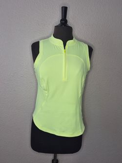 Lululemon Front Zip Mock Neck Tennis Tank- Size: Medium 8 Highlight Yellow