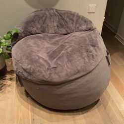 CordaRoy Convertible Bean Bag Chair (Queen Size, Charcoal, Bunny Fur)