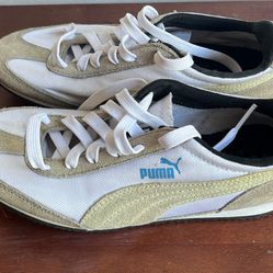 Women’s Puma Suede‑Mesh Sneakers – White/Beige – Size 6 – Clean & Classic