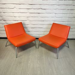 Orange Modern Armless Chairs 2pc