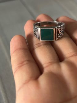 Green agate silver 925 ring size 10