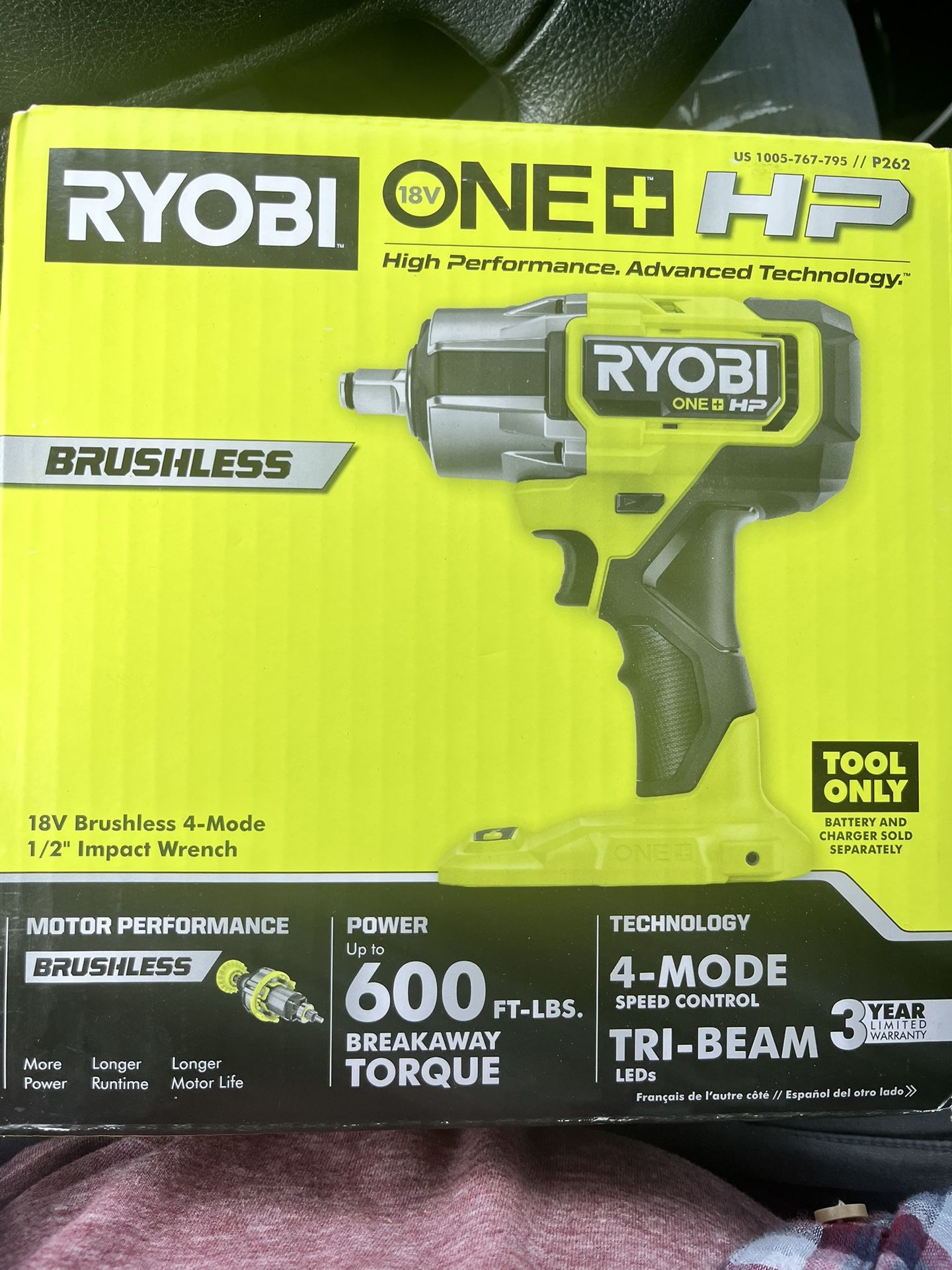 Ryobi NIB 1/2” Brushless Impact Wrench